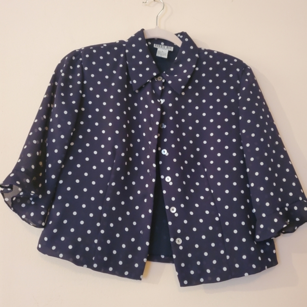 Navy white polka-dot Blouse